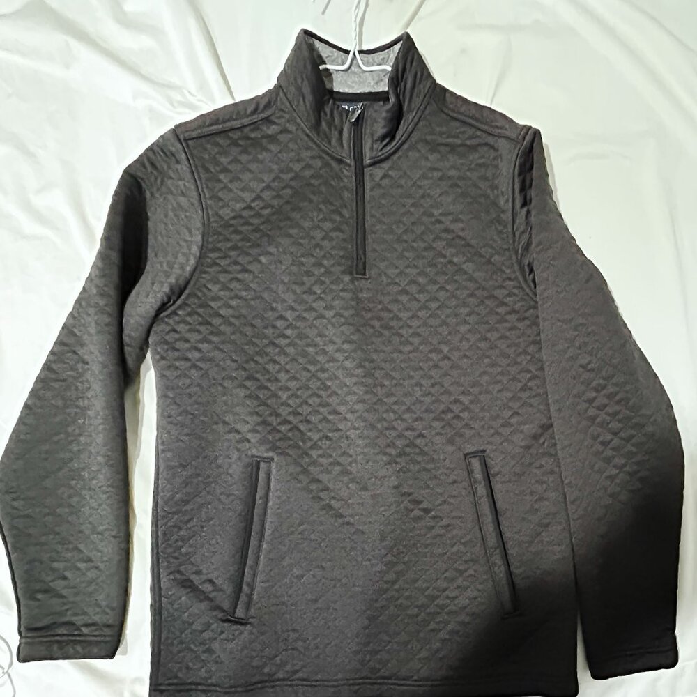 Cremieux Men's Quilted 1/4 Zip Pullover Dark Grey Size Large